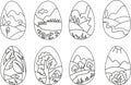 Easter eggs coloring for kids line art